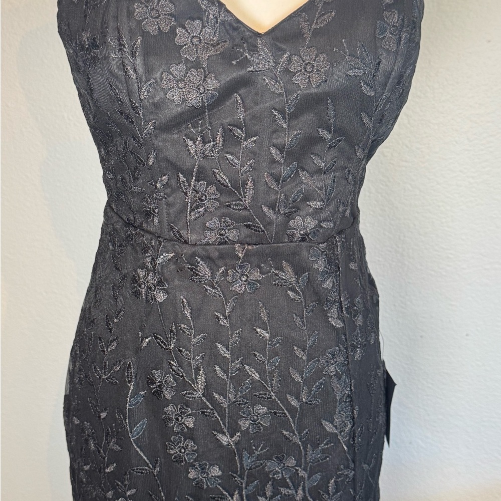 Lulus Elegant Black Lace Strapless Evening Gown Sz Medium